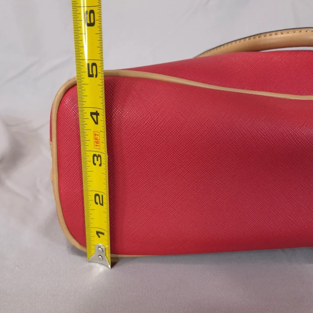 Giani Bernini Dome Satchel Crossbody Bag Red Faux Leather Adjustable Strap